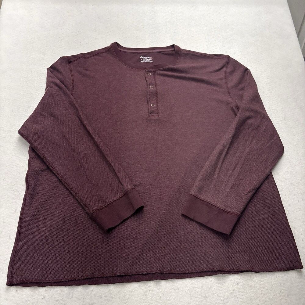 UNTUCKit Shirt Mens 3XL Red Long Sleeve Henley Casual Comfort Lightweight